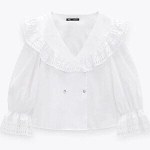Zara Embroidered Collared Blouse